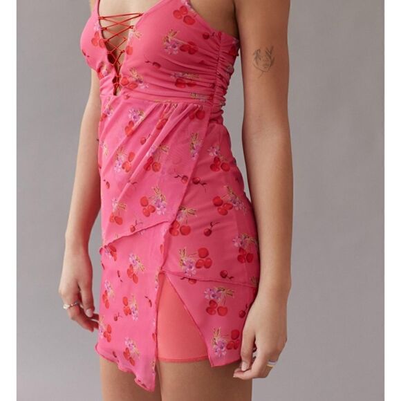 UO Bright Side Lace-Up Mini Dress Size Small - Picture 5 of 16
